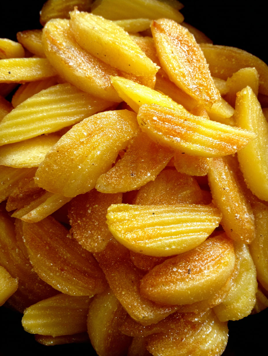Une pile de patates croquantes non frites.