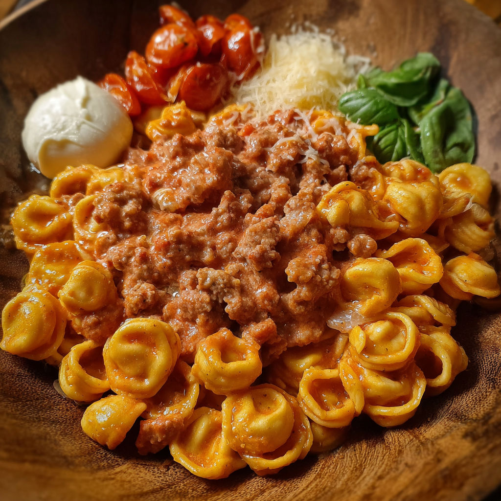 Une recette de macaroni et ricotta avec des tomates et des herbes.