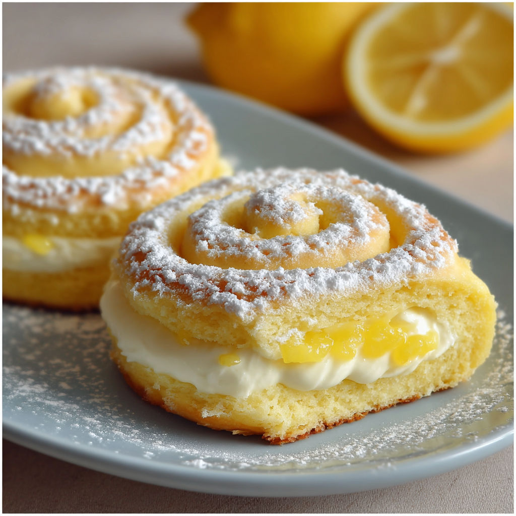 Deserts Rotoli al Limone sur un plateau de verre.