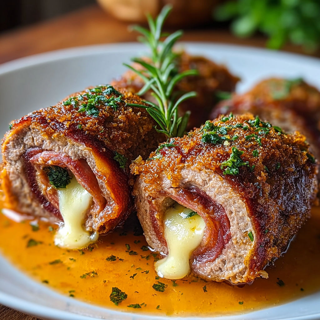 Un involtini di carne alla valdostana sur un plateau.