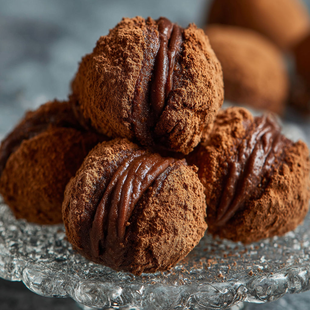 Baci di Alassio, une recette de chocolat délicieuse, est servie sur un plateau de verre.