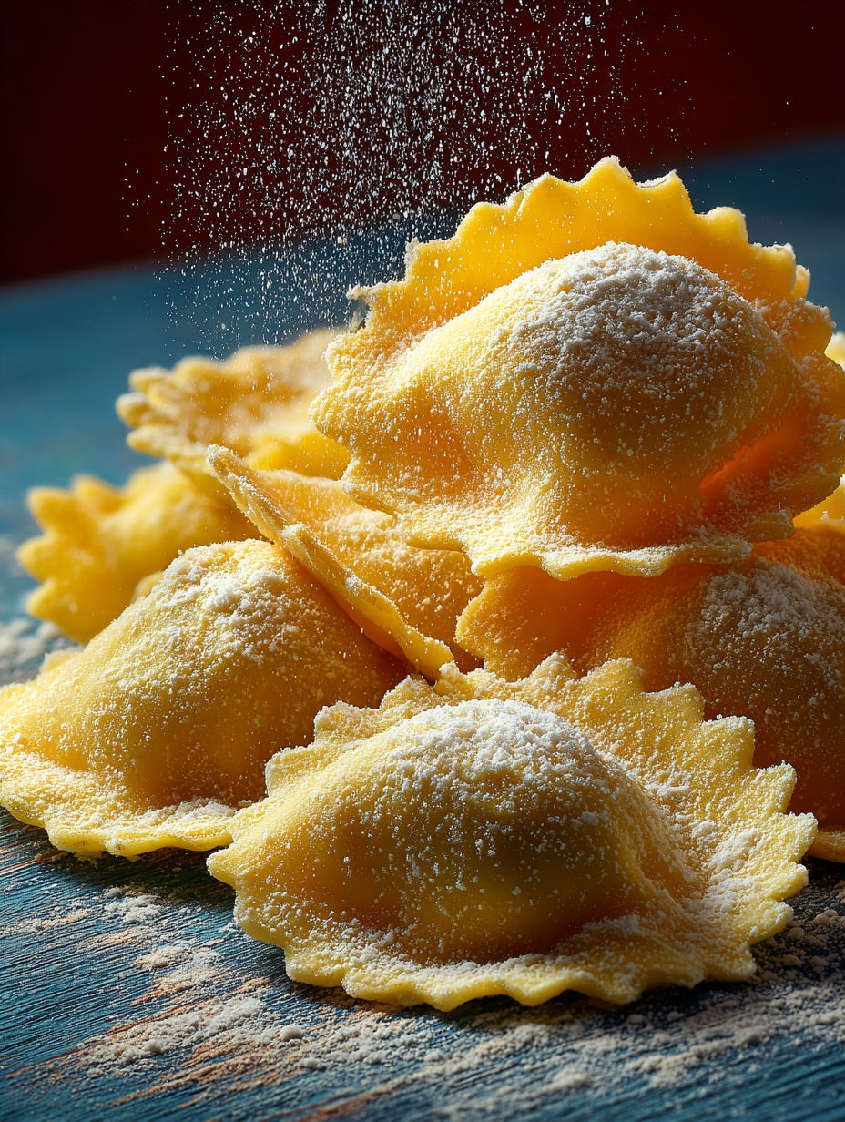 Penne à la ricotta, une recette italienne classique, est servie sur une table en piles.