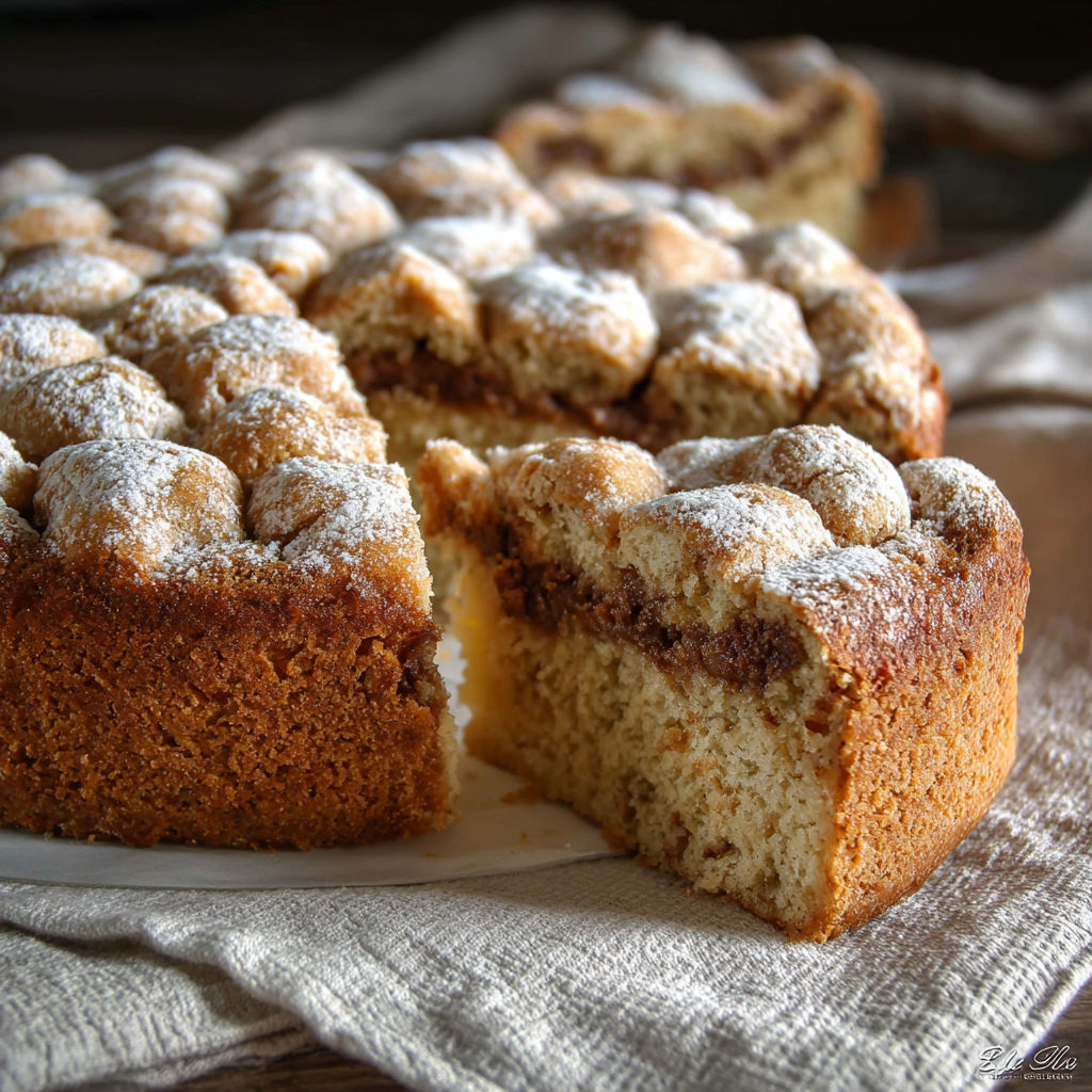 Une tarte aux pommes est servie sur un plateau.