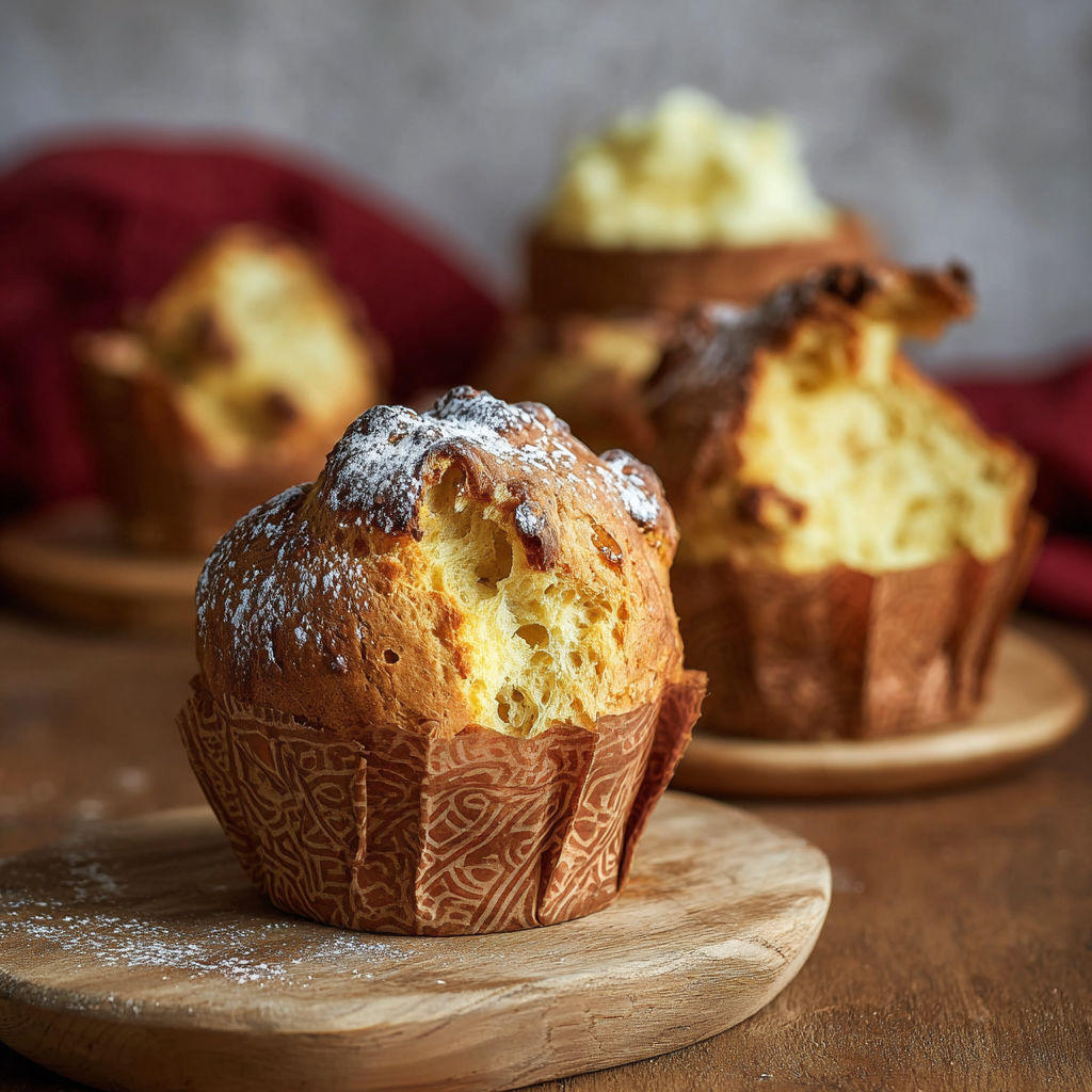 Deserts in a cupcake holder with powdered sugar on top.