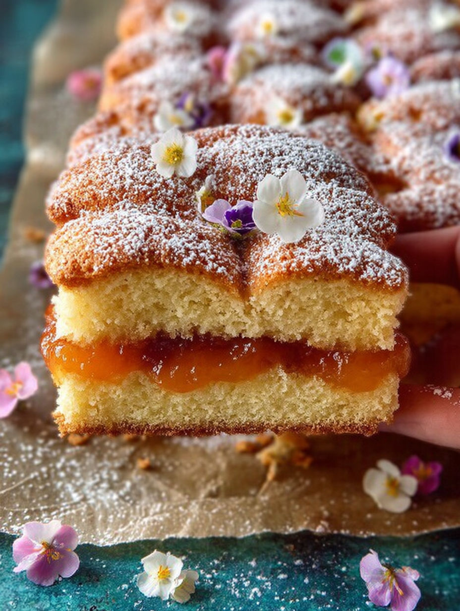 Une tarte mordue avec des confettis sur un plateau.