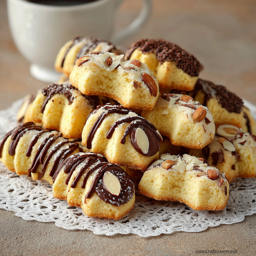 Une pile de biscottis truffés et délicieux, accompagnés d'une tasse de café.