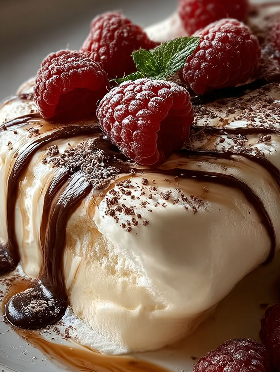 Une tarte aux fraises garnie de raspberries et de chocolat fondu.