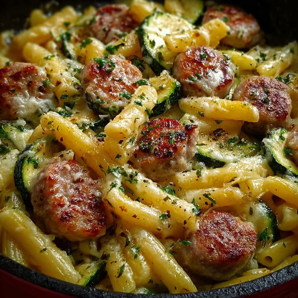 Une recette de Caserecce con Salsiccia, Zucchine e Philadelphia est servie dans un bol.