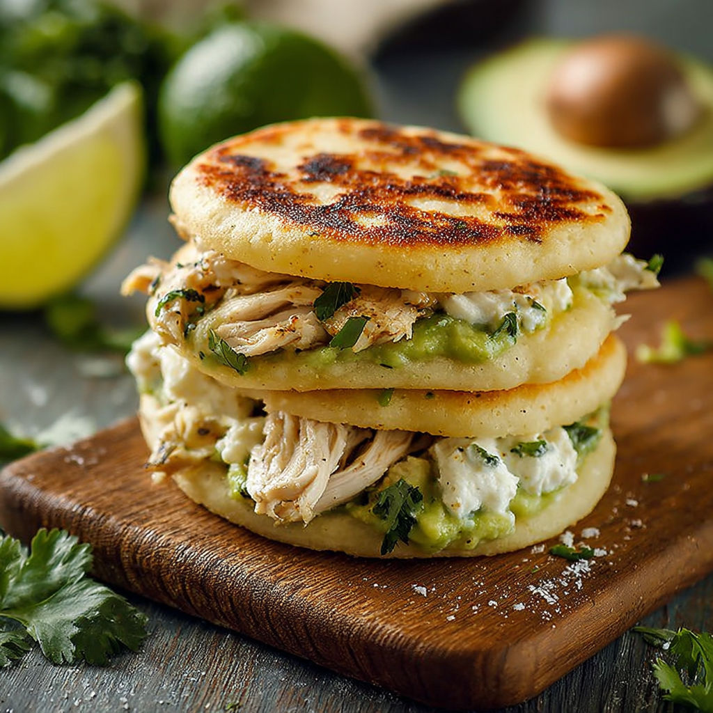 Une pâte de tortillas est surmontée de poulet et de guacamole, formant une délicieuse sandwich.