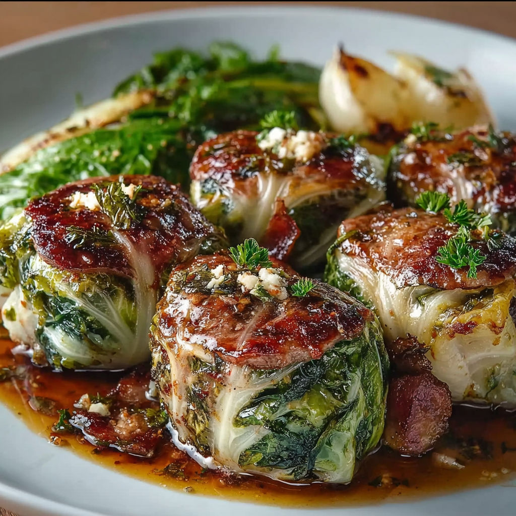 Une recette de saumon farci avec des légumes verts et des herbes.