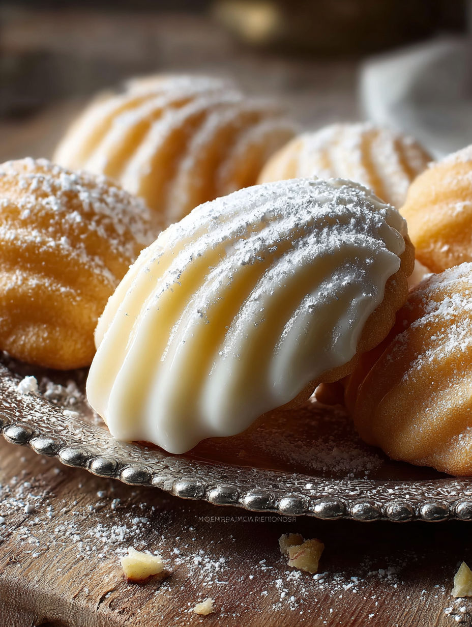 Une pile de beignets de pâte à sucre, recouverts de sucre et de graines de café, sur un plateau.