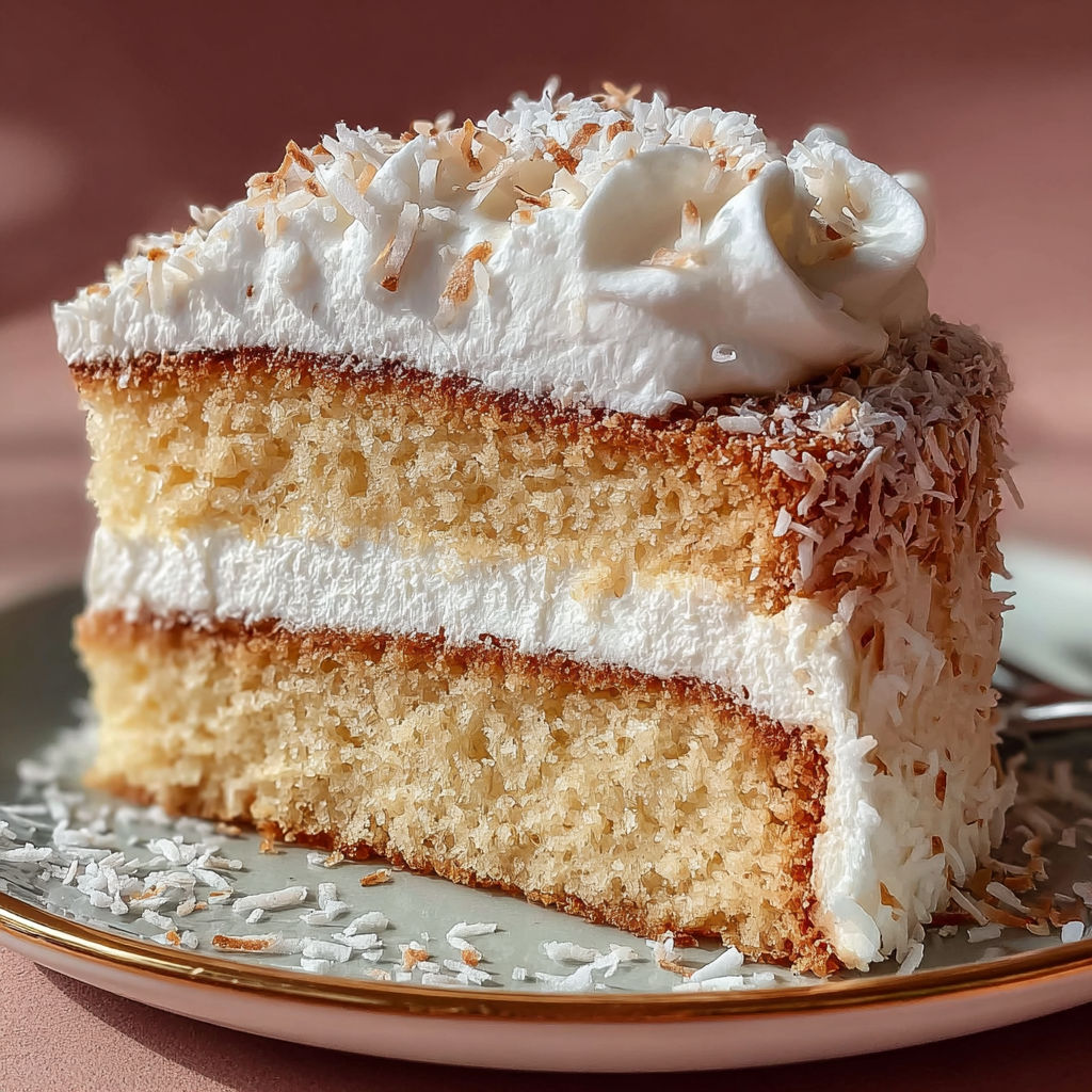 Une torta au coco délicieuse, servie sur un plateau doré, avec une pâte sucrée et des coconuts pour garnir.