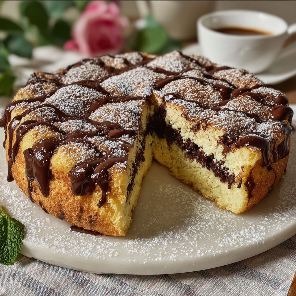 Une torta piumino avec ricotta et chocolat, facile et délicieuse à préparer.