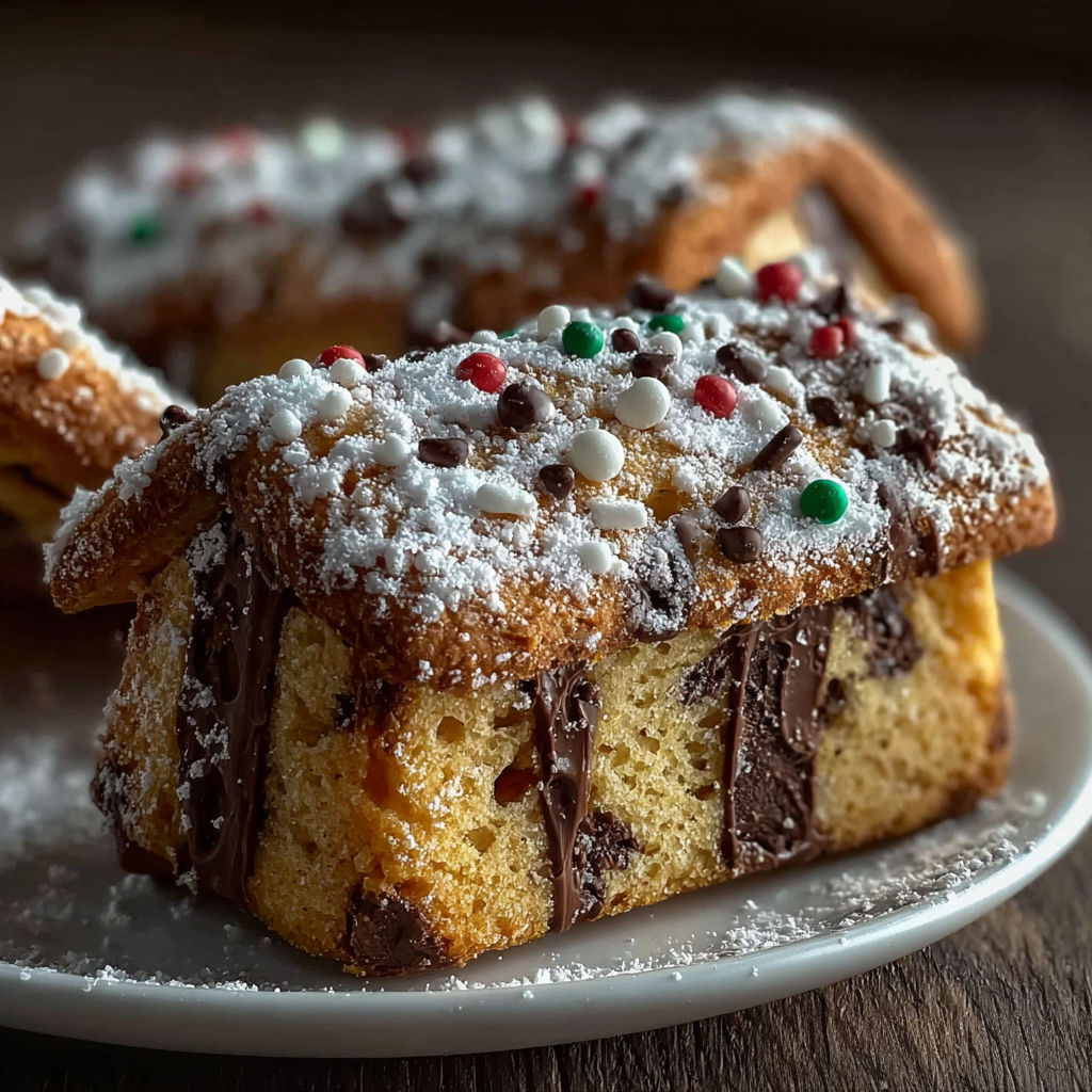 Une tarte aux fruits et chocolat, garnie de flocons d'avoine, est servie sur un plateau.