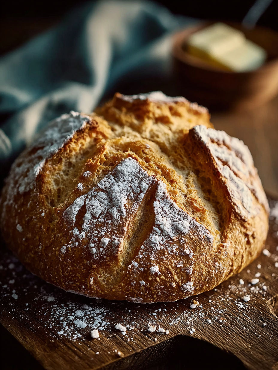 Une baguette de pain avec des grains de sucre sur une table.