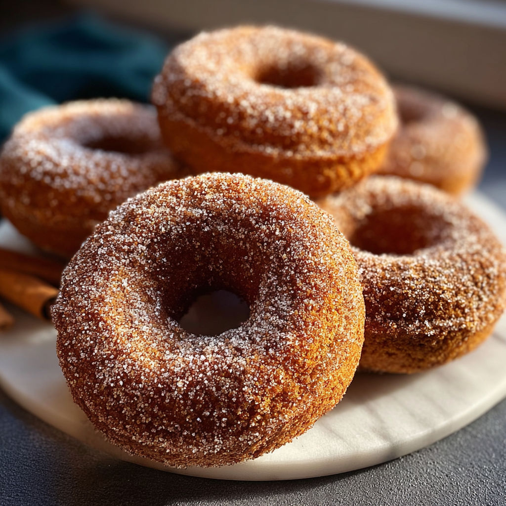 Une pile de donuts sucrés et frits, avec une pâte dorée et des grains de sucre.
