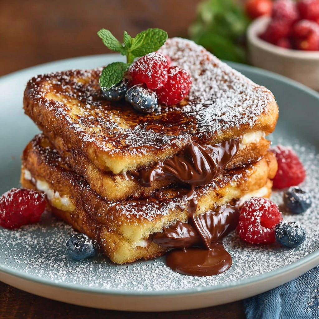 Une délicieuse tarte aux fruits et Nutella, servie sur un plateau en verre.