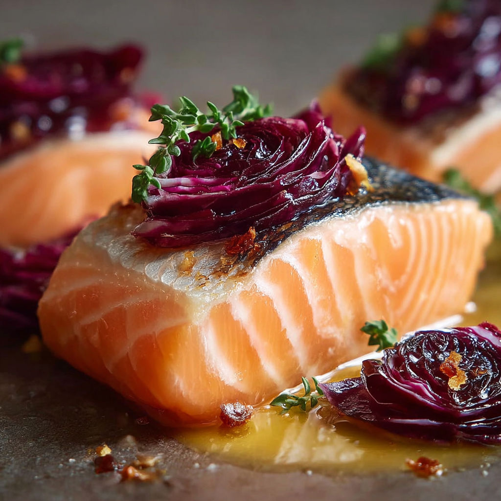Salmone radicchio agrodolce - Salmon with radicchio and a sweet and sour sauce.