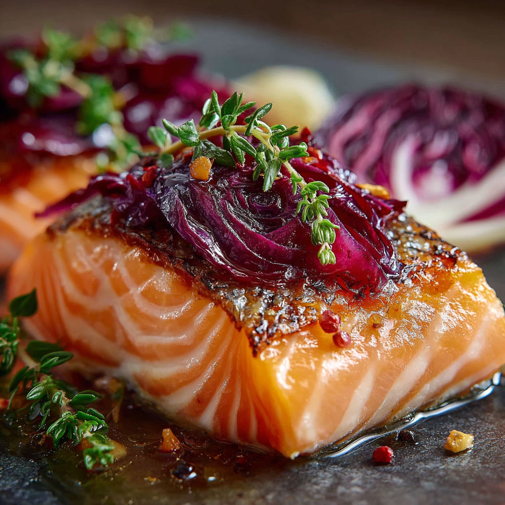Salmon en papillote avec des épinards et des herbes" - Salmon cooked in a parchment paper with herbs and vegetables.