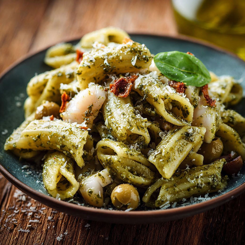 Une recette de macaroni aux herbes et aux légumes.