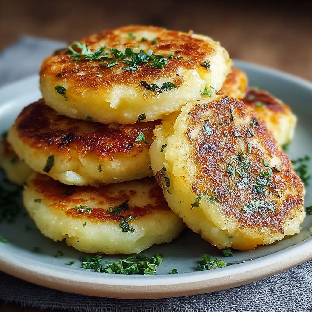 Une pile de galette de papier farciee, avec des herbes et des pommes de terre, est servie sur un plateau.