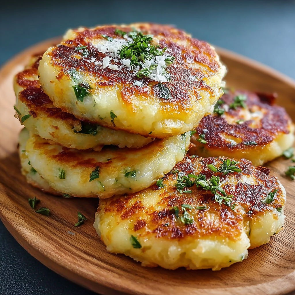 Une pile de gâteaux de papier farcis, garnis de herbes et de sel, sur un plateau de bois.