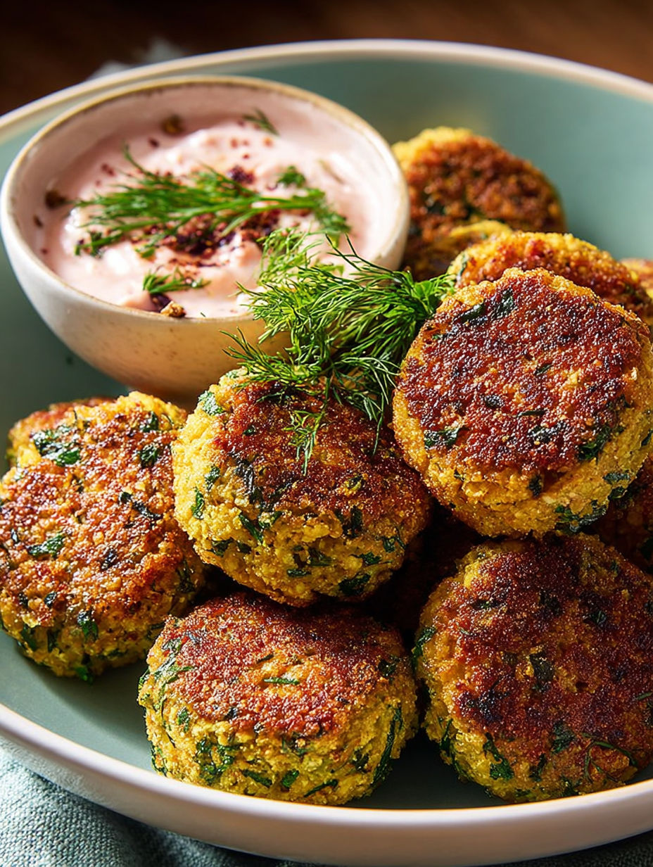 Une recette de patties de légumes et de sauce.