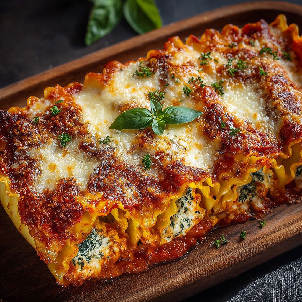 Une recette de lasagna maison avec des herbes fraîches sur le dessus.