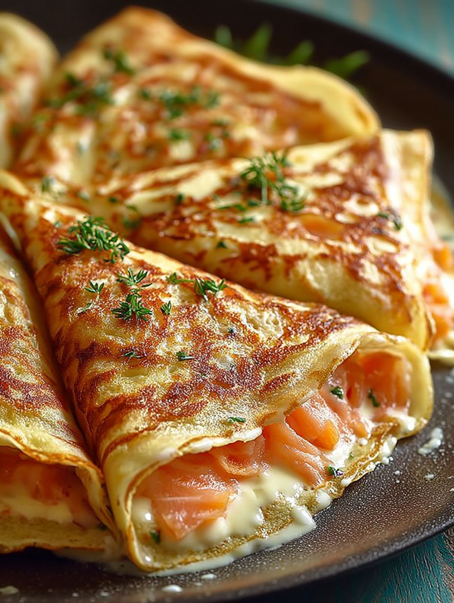 Une quiche aux crevettes et herbes, servie sur un plateau noir.