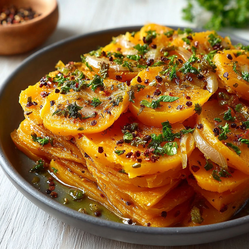 Une salade de carottes et de pommes de terre avec des herbes et des épices.