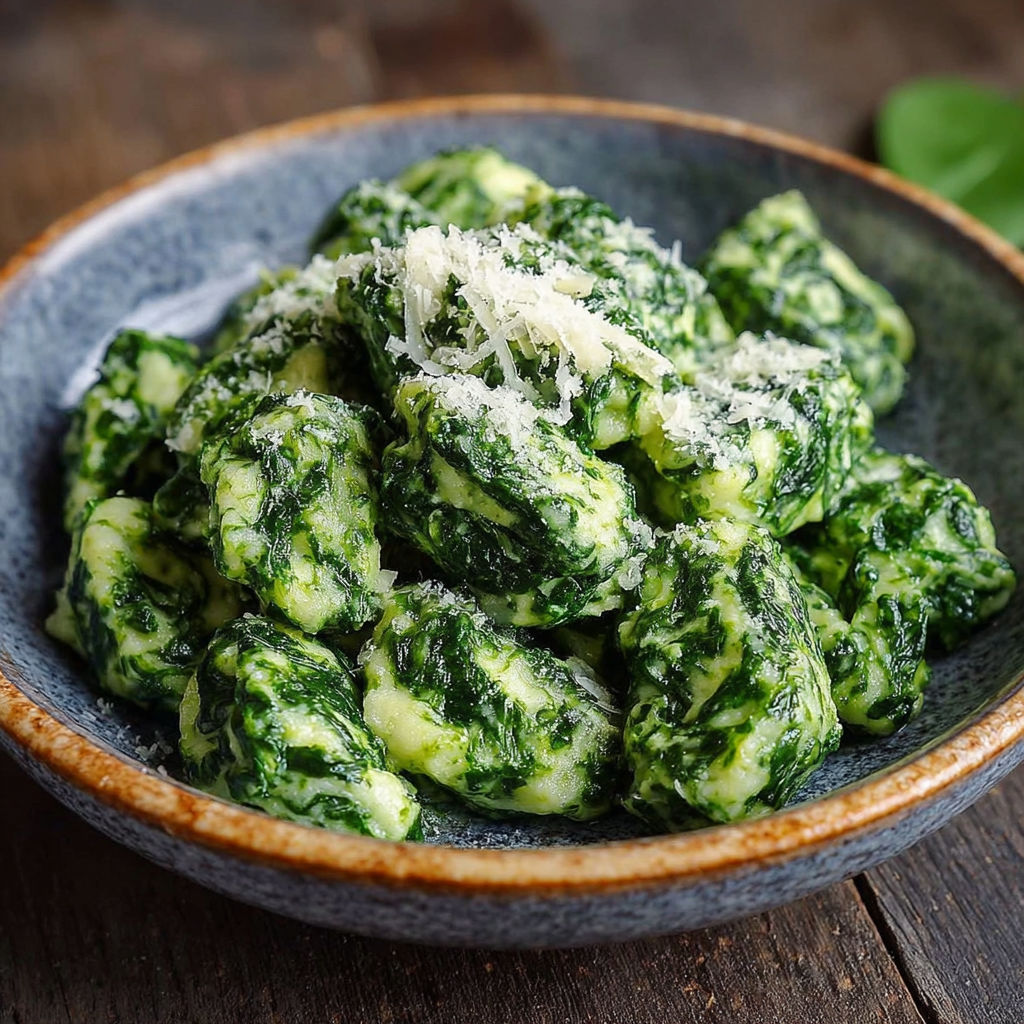 Une assiette de spaghetti à la sauce pesto, avec des herbes fraîches et du parmesan.