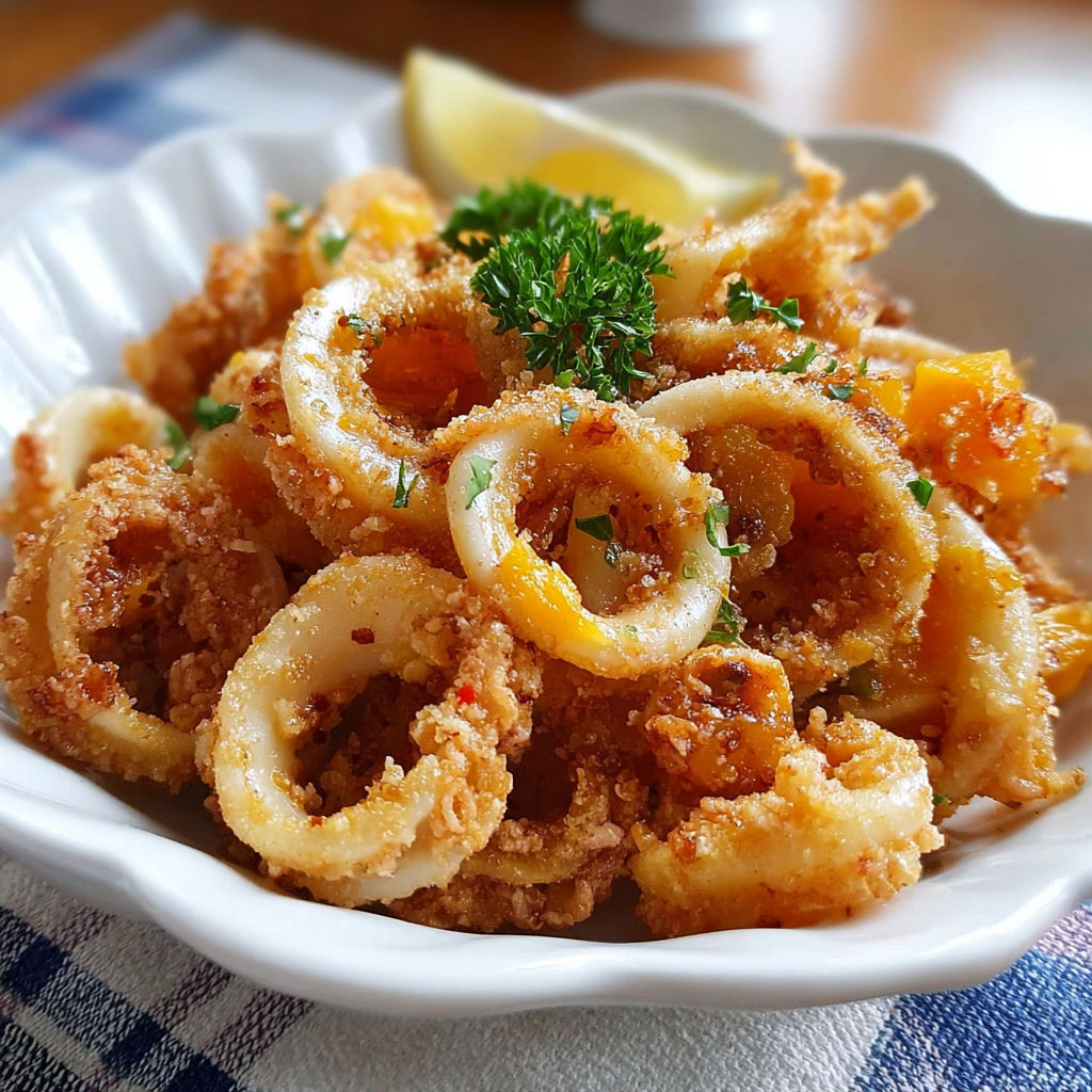 Une assiette de raviolis frits avec une garniture de persil et une citron vert.