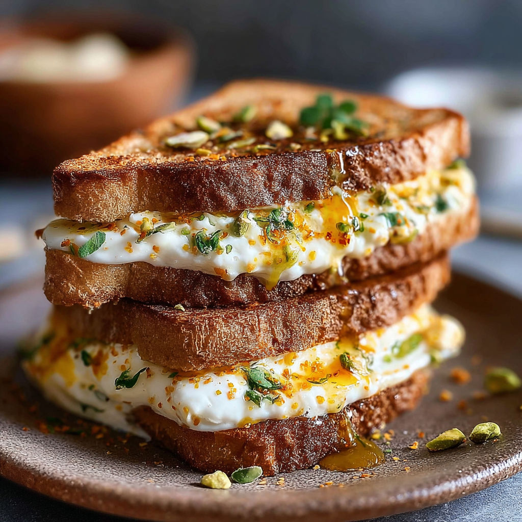 Un sandwich de toast avec des légumes et des fromages.