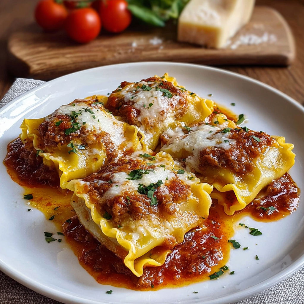 Un plat de fagottini ripieni de pasta, avec des tomates et des herbes sur les plats.