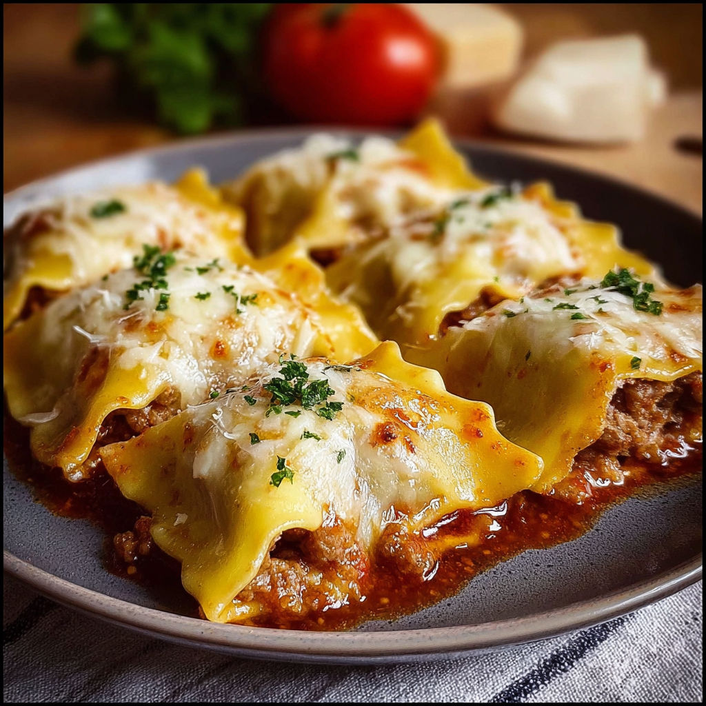 Une recette de lasagna maison est servie sur un plateau.