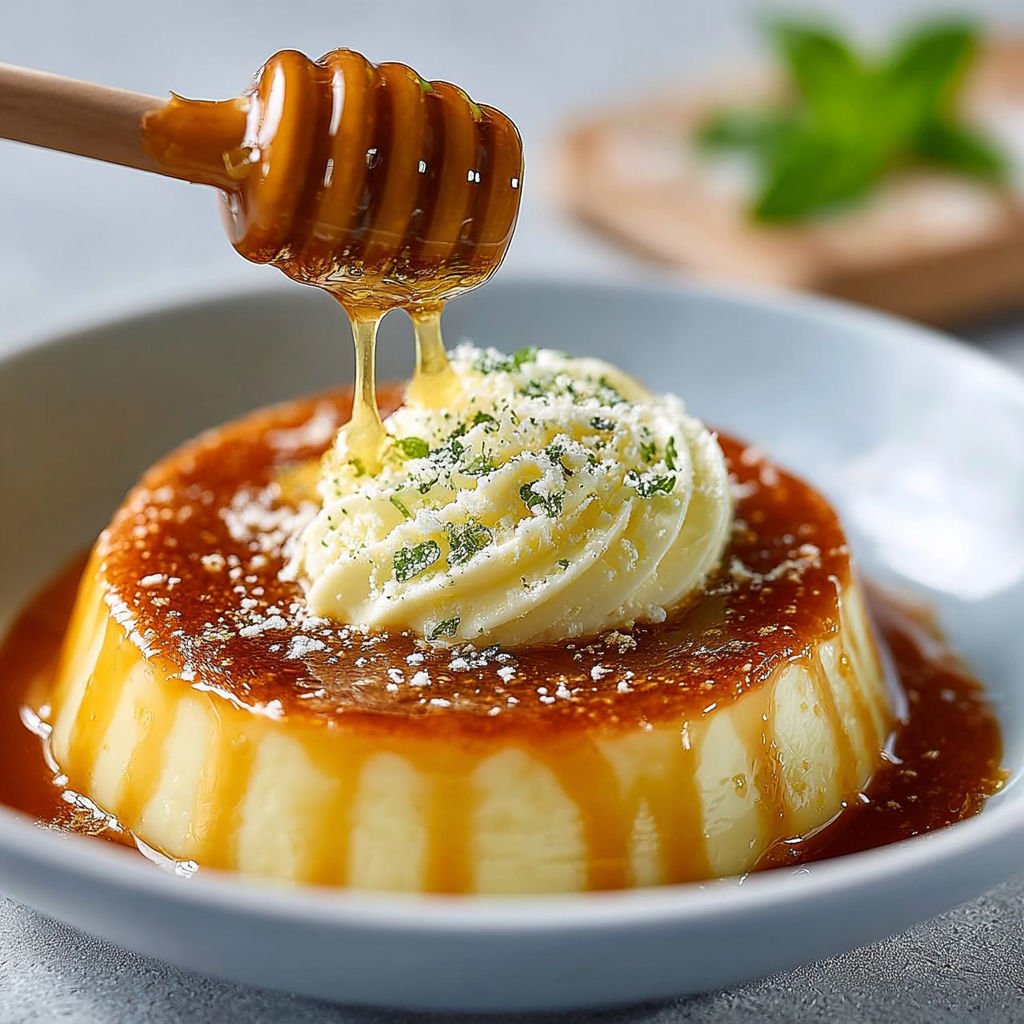Une tarte caramélisée Grana Padano est servie sur un plateau.
