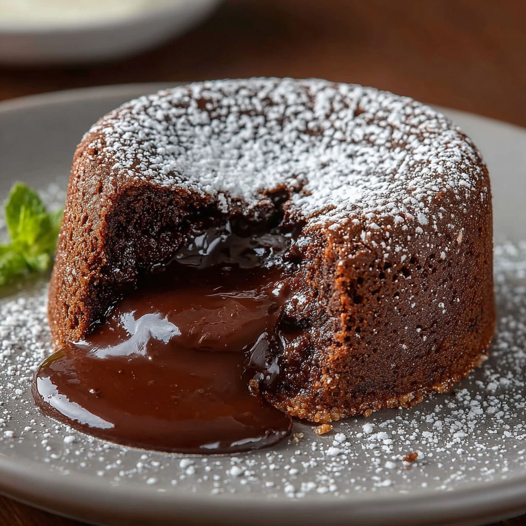 Un tortino fondente cuore morbido sur le plateau.