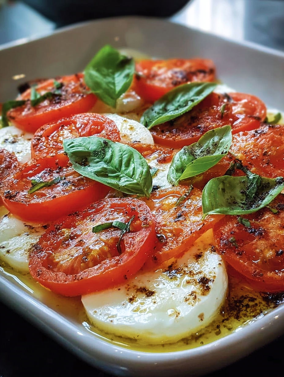 Une recette de salade de tomates et de basilic.