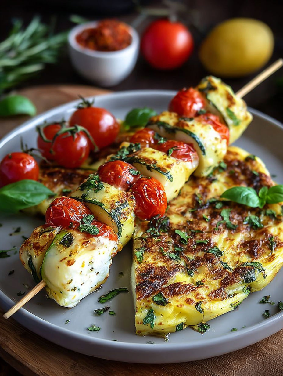 Une recette de brochettes de tomates et de céleri avec des herbes fraîches.