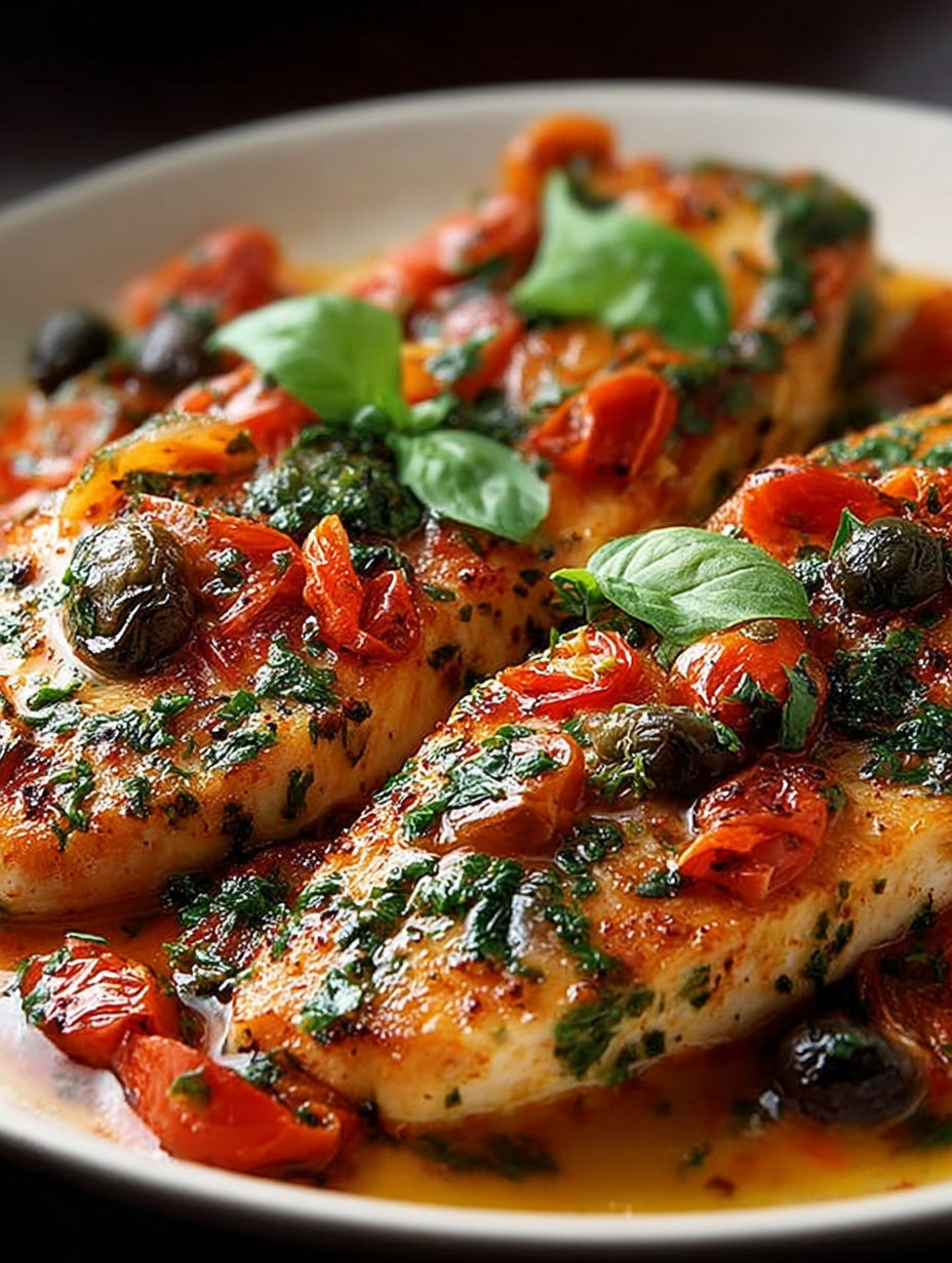 Brasse avec des tomates et des herbes" - une recette de brasse avec des tomates et des herbes.