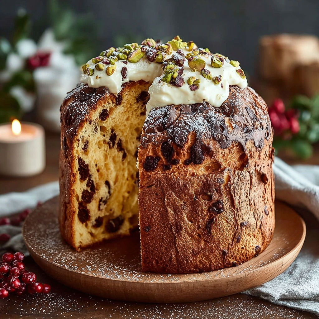 Une tarte aux amandes, aux noix et au chocolat, servie sur un plateau de bois.