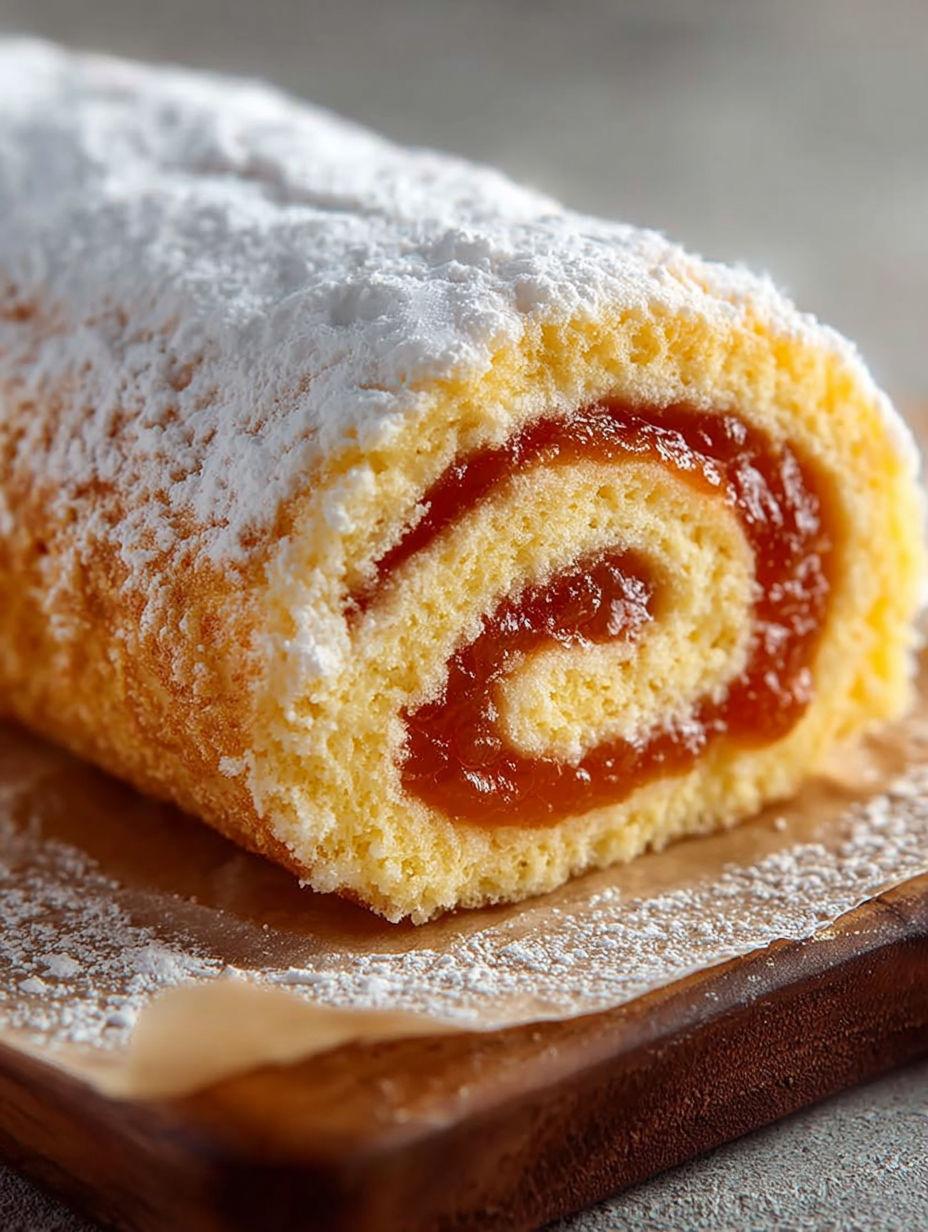 Une baguette de pâte à tarte aux fruits rouges, recouverte de sucre en poudre, est servie sur une planche.