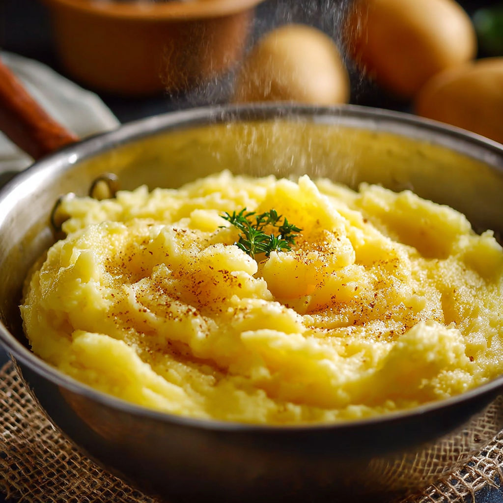 Une casserole de pommes de terre avec des herbes et des oeufs.