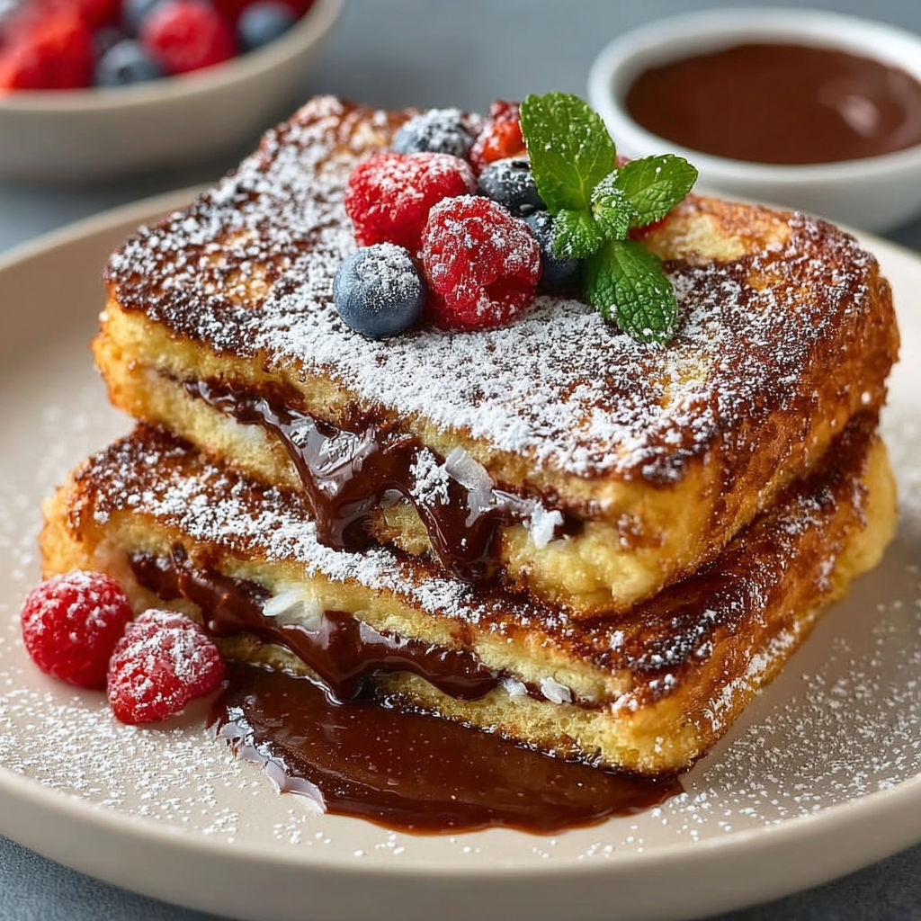 Une tarte aux fruits et chocolat, garnie de framboises et de menthe, est servie sur un plateau.
