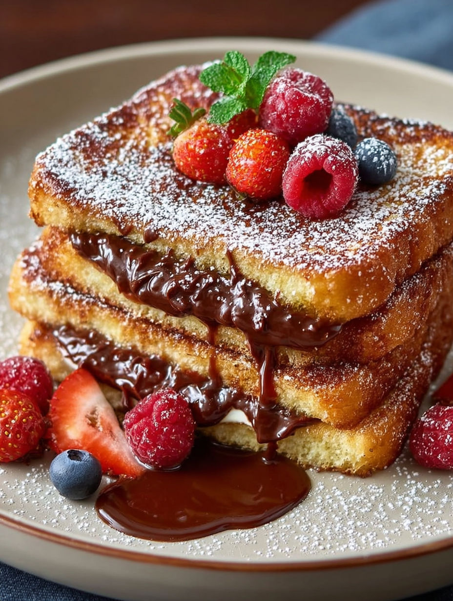 Une tarte aux fraises et chocolat, garnie de fraises et de baies, est servie sur un plateau.
