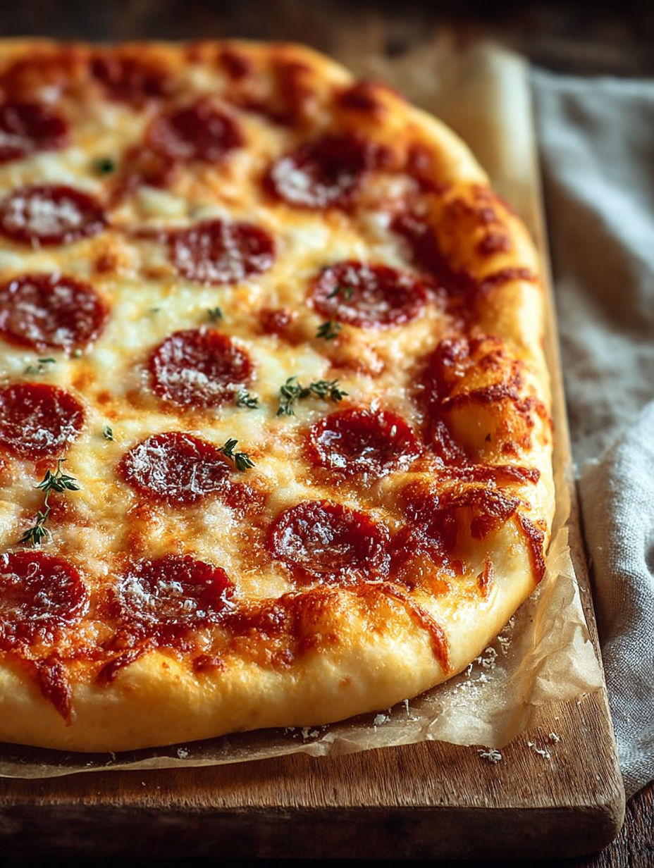 Une pizza maison faite à la maison avec des tomates, des oignons et des herbes.