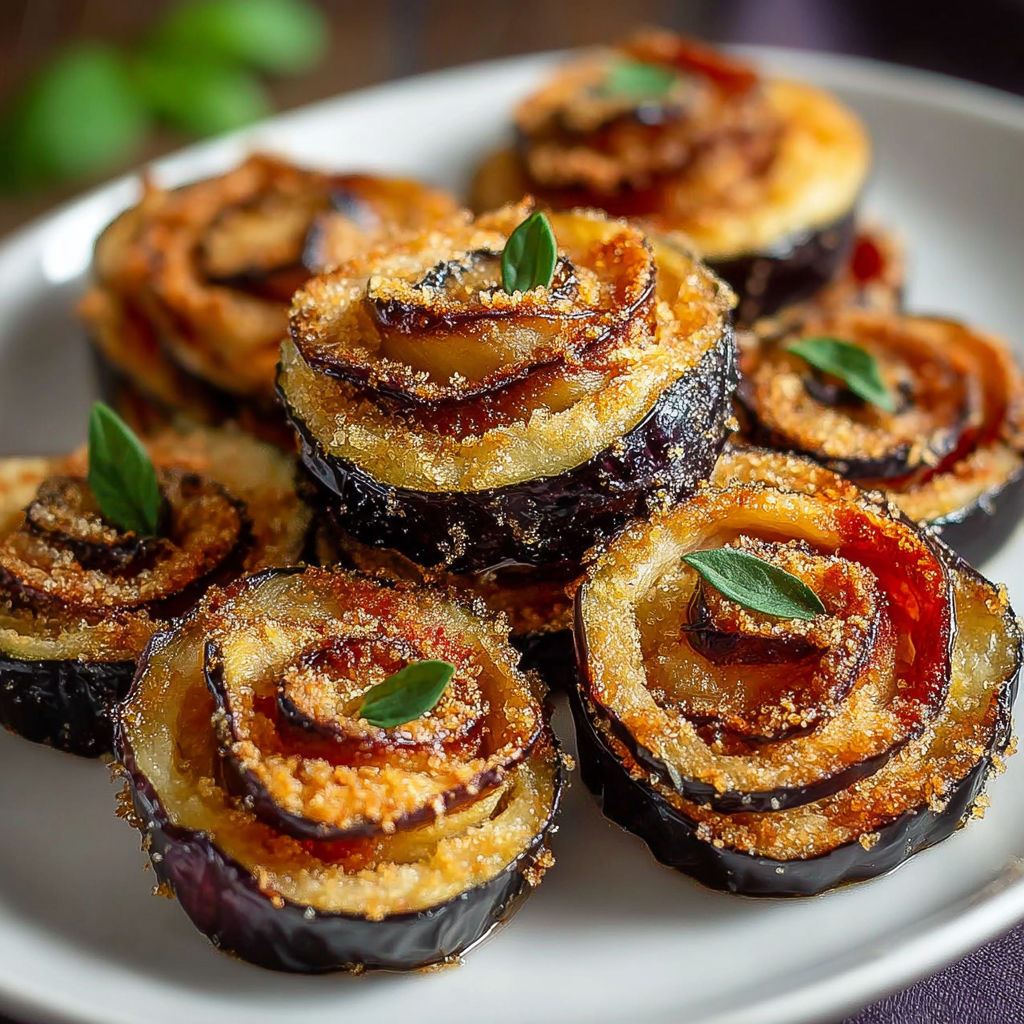 Une recette de Rose melanzane saporite sfoglia est servie sur un plateau.