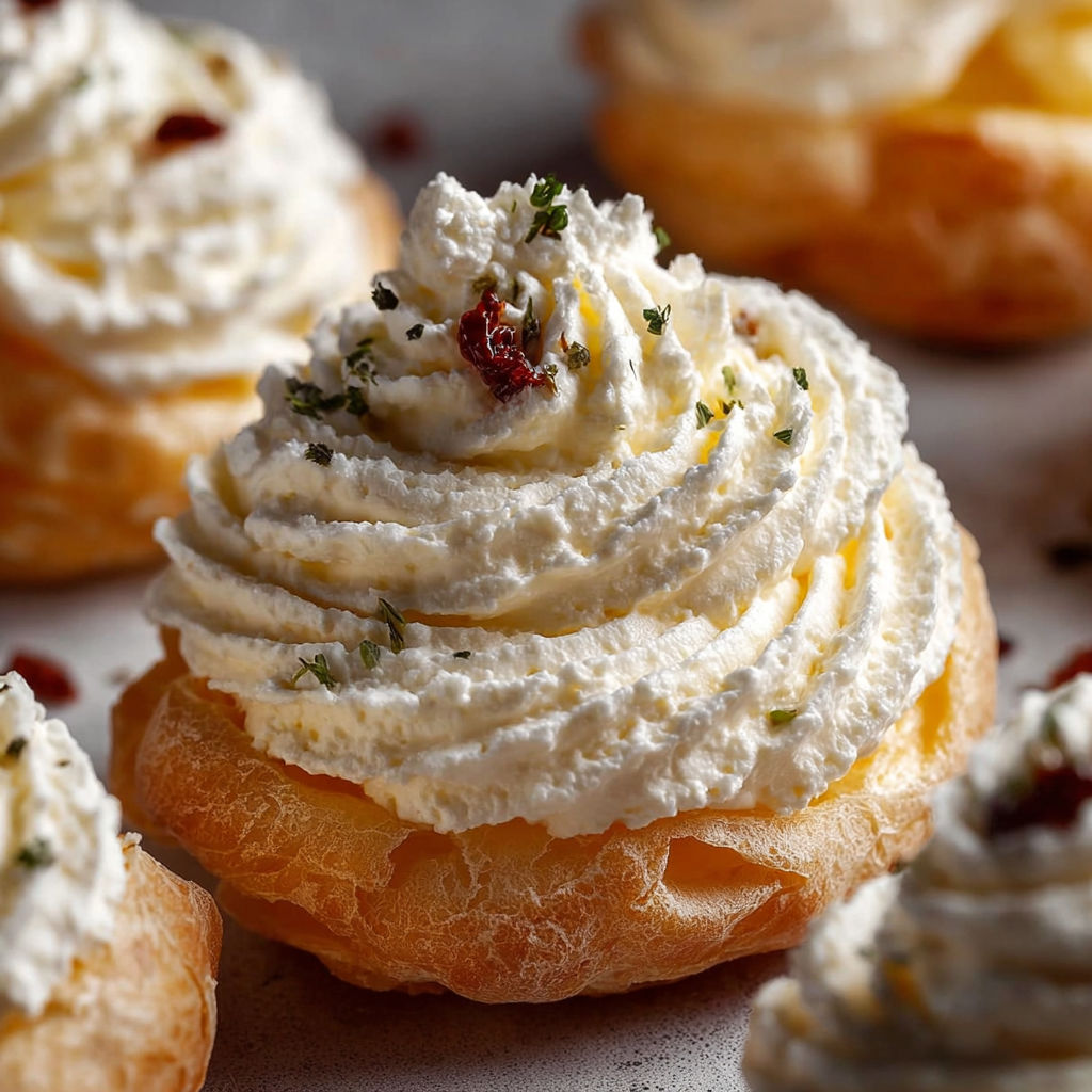 Des crustacés de Bignè con crema ricotta sur un plateau.