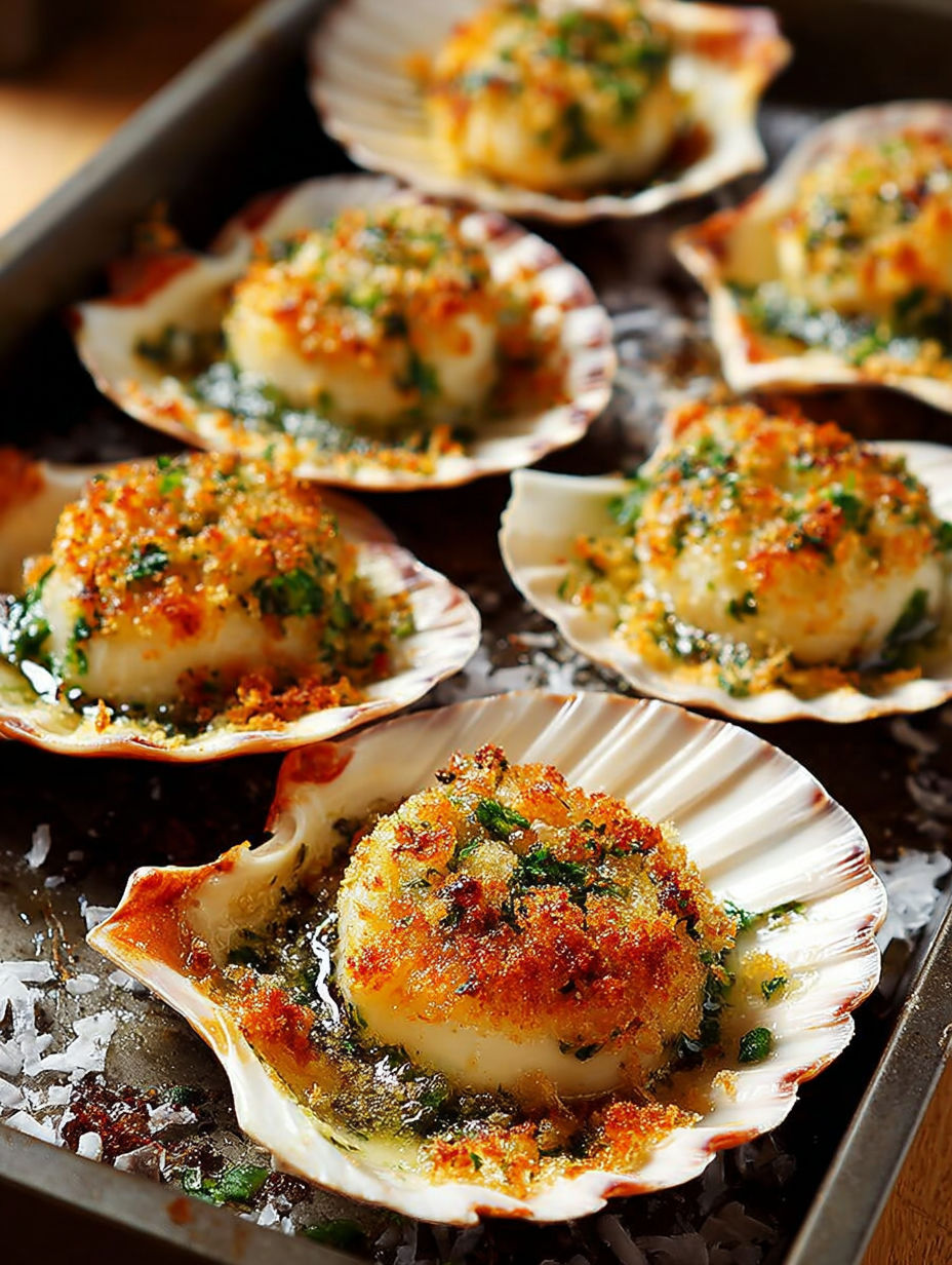 Capesante al forno, une recette délicieuse pour un appétissant plat de fruits de mer.