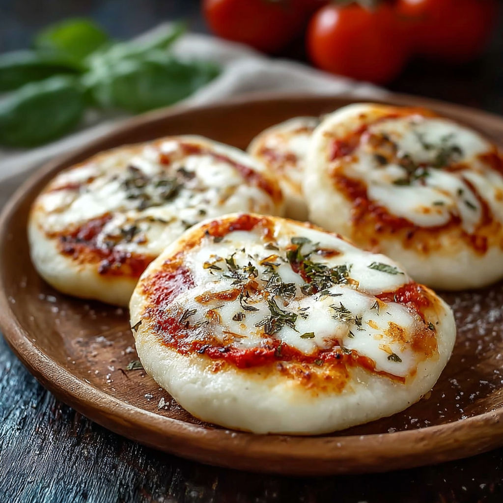 Deserts de pizza maison sur un plateau de bois.